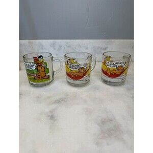 1978 McDonald's Glass Garfield Coffee Mugs (Lot of 3)